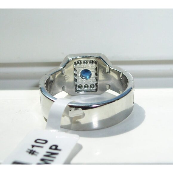 STAINLESS STEEL Synthetic Montana CZ Watch Band Style Band Men's Ring - Picture 9 of 15